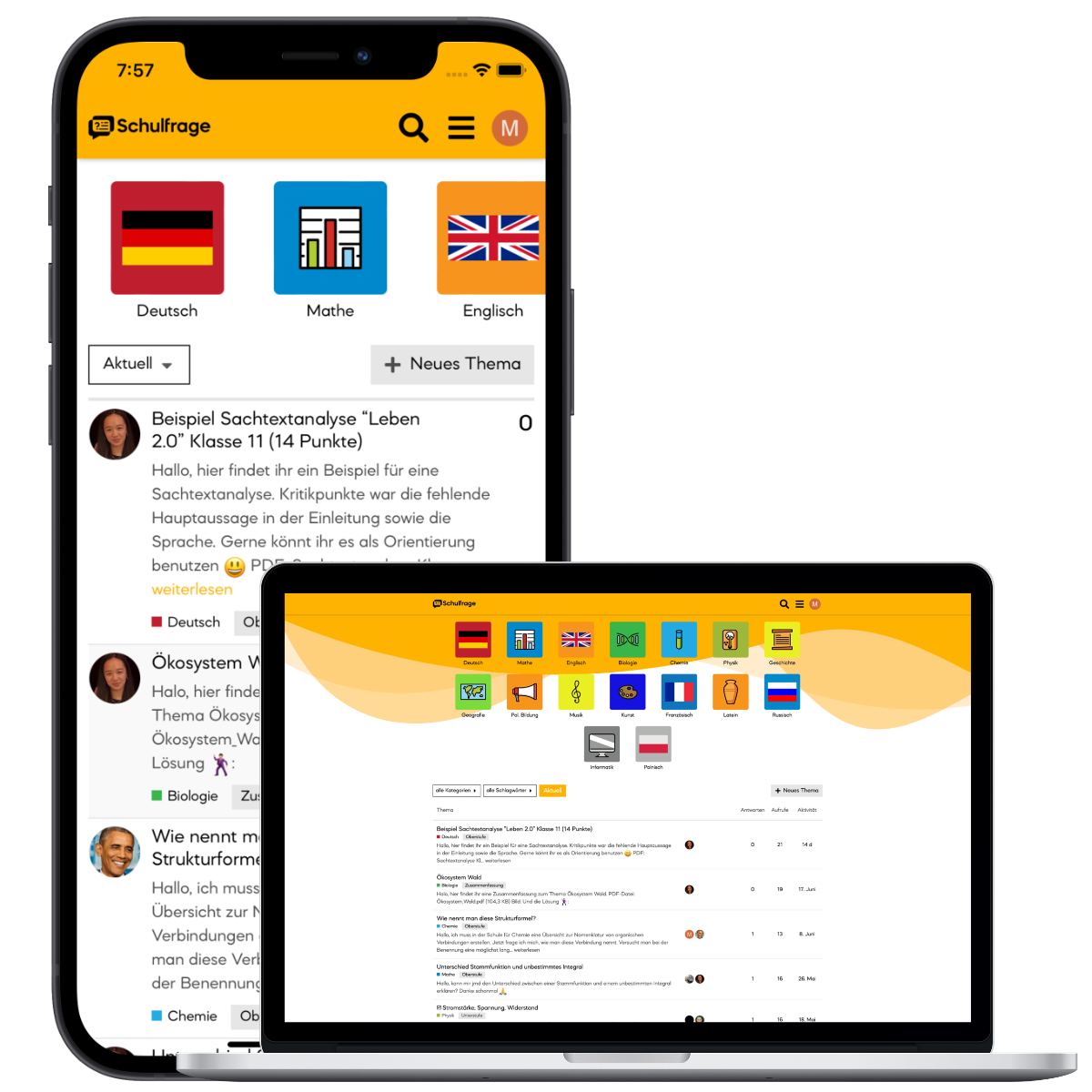 Schulfrage.de Mobil- und Desktop-App